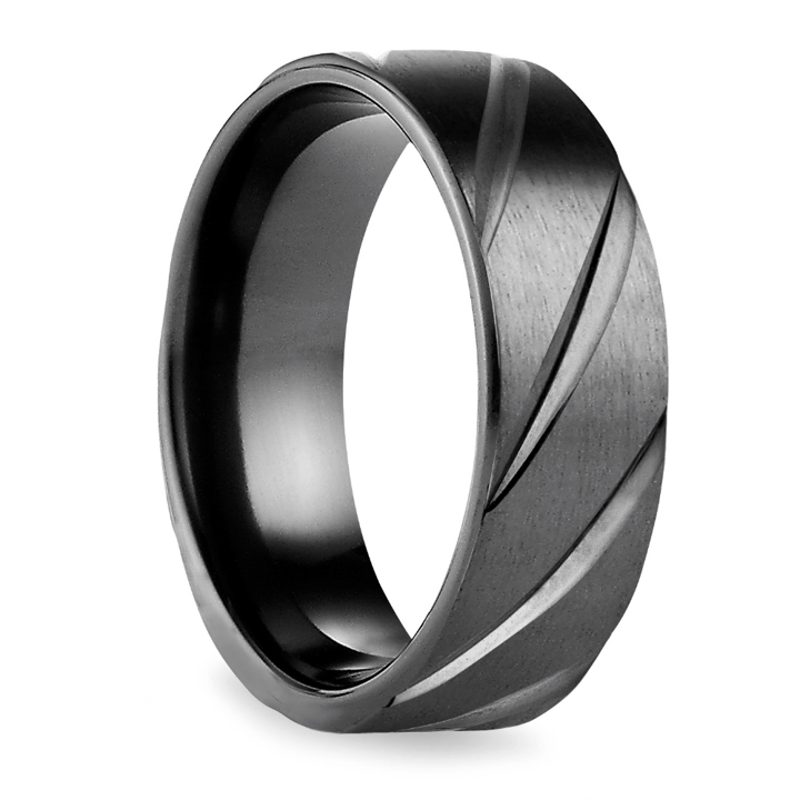 Swirl Pattern Men's Wedding Ring in Black Titanium (7mm) | Thumbnail 02