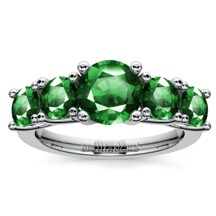5 Stone Emerald Ring In Platinum | Thumbnail 02