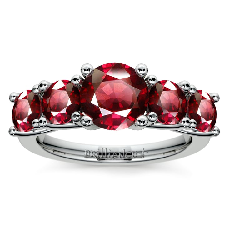 Round Ruby Ring In Platinum With Trellis Design | 02