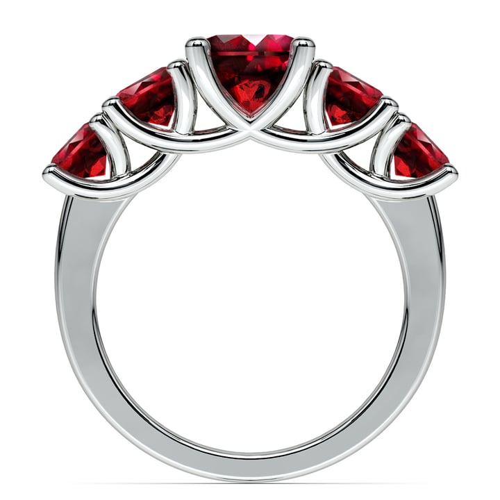 Round Ruby Ring In Platinum With Trellis Design | 03