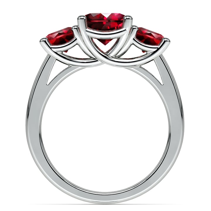 Trellis Three Ruby Gemstone Ring in Platinum | 03