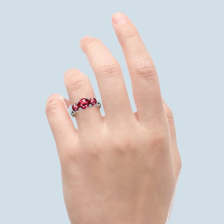 Trellis Three Ruby Gemstone Ring in Platinum | Thumbnail 06