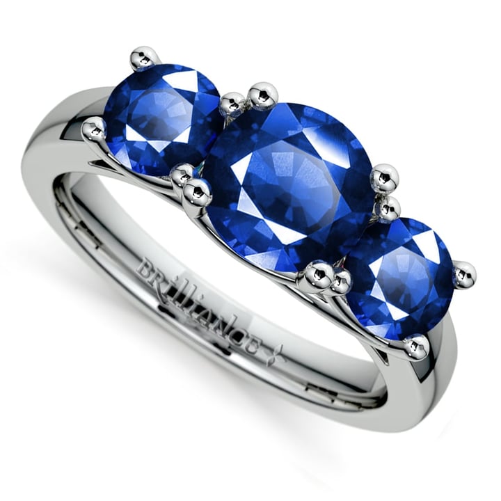 Three Sapphire Ring In Platinum | Zoom