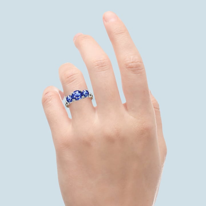 Three Sapphire Ring In White Gold | 06