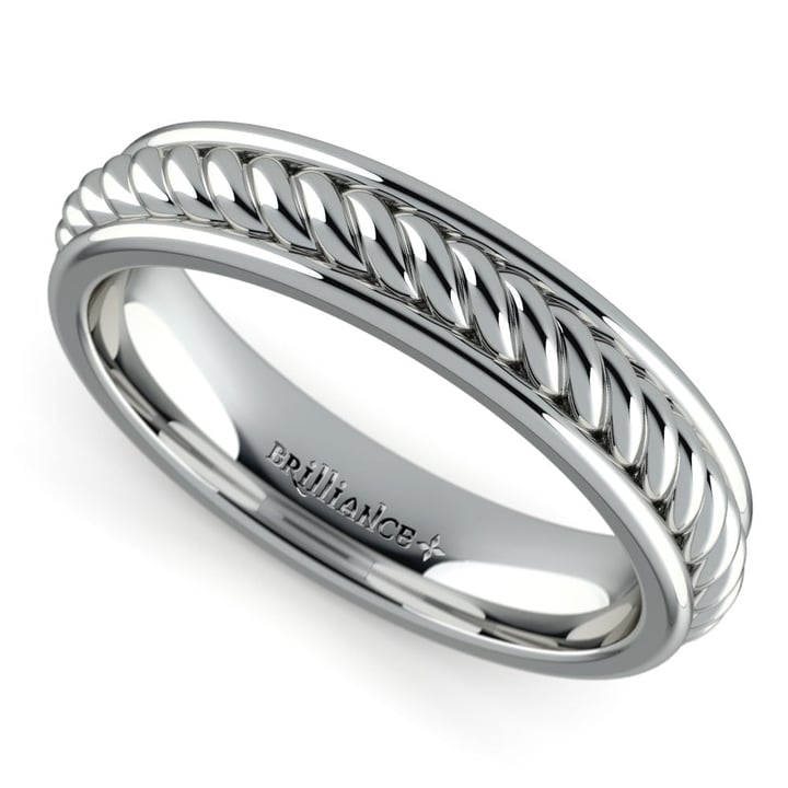 Twisted Rope Ring Wedding Band In White Gold | 01