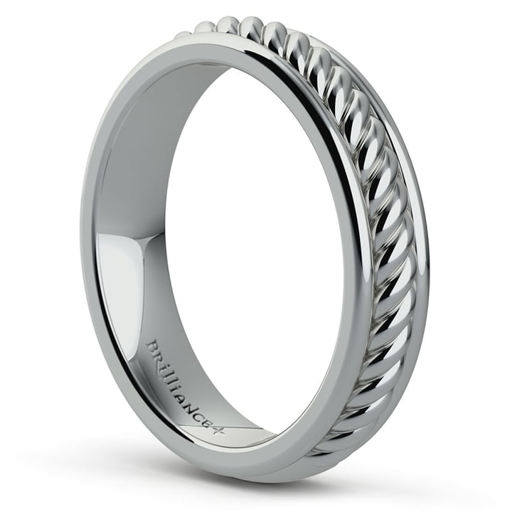 Twisted Rope Ring Wedding Band In White Gold | 04