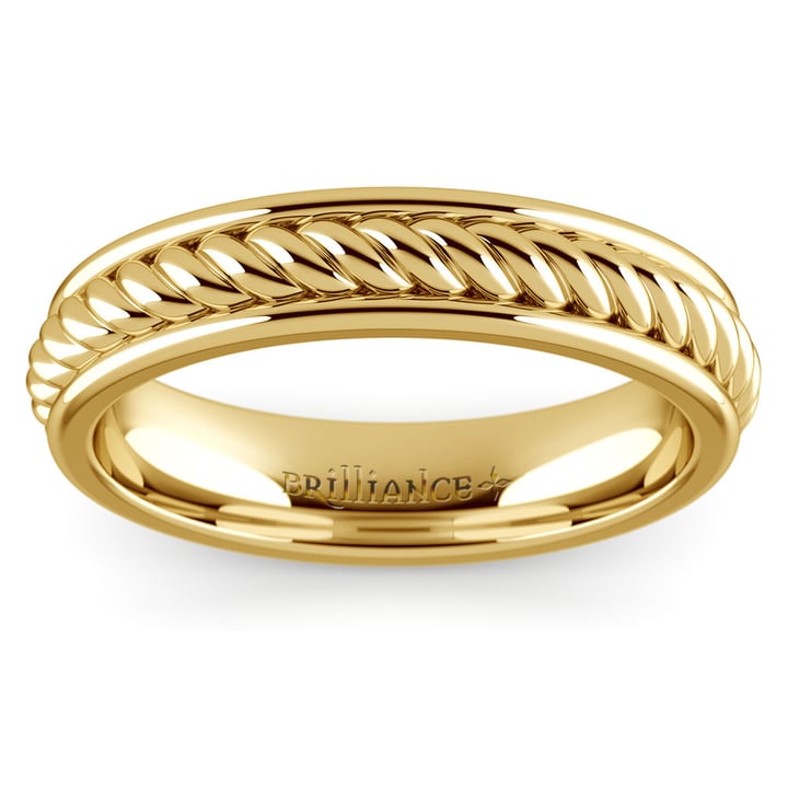 Twisted Rope Ring Wedding Band In Yellow Gold | 02