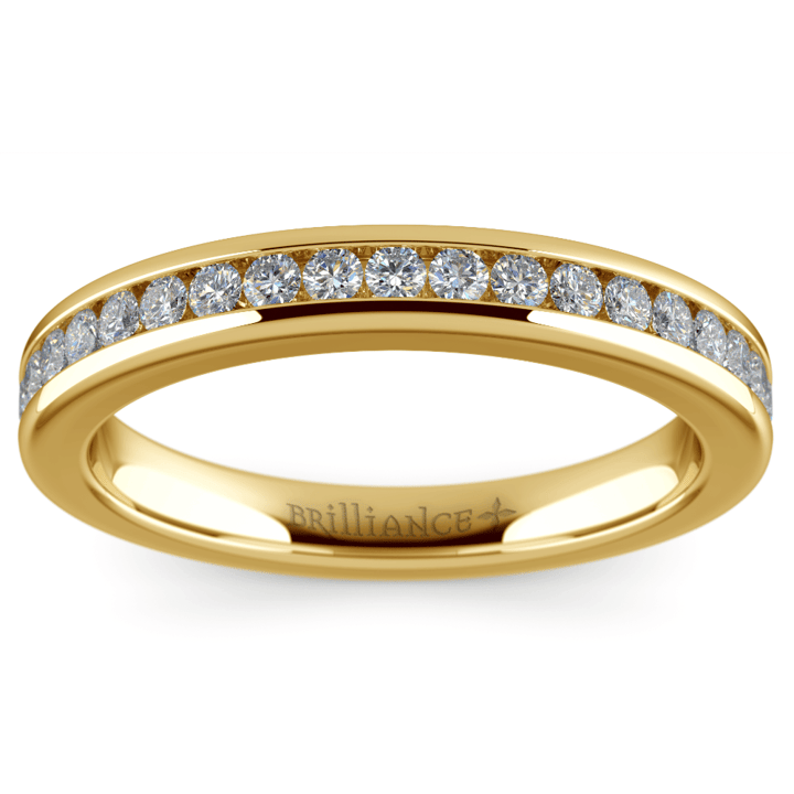 Channel Cut Diamond Wedding Ring In Yellow Gold | 02