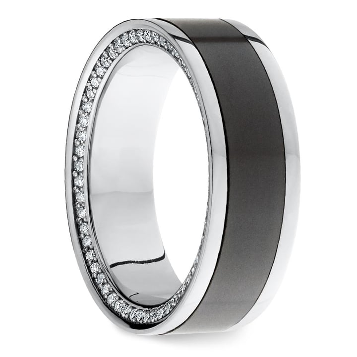 Elysium And Platinum Wedding Band With Beveled Diamonds | Thumbnail 02