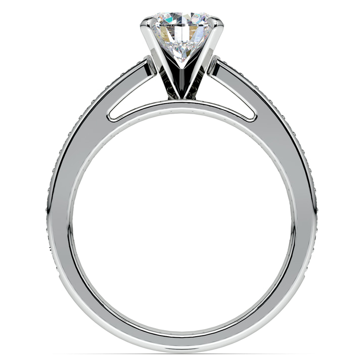 White Gold Pave Cathedral Setting Engagement Ring (1 Ctw) | Thumbnail 04