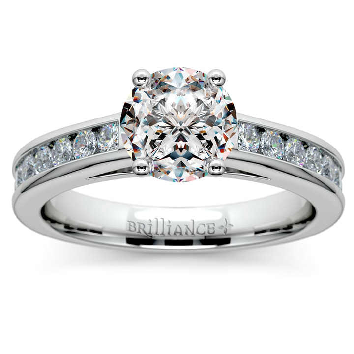 Cathedral Channel Set Engagement Ring In Palladium | Thumbnail 01