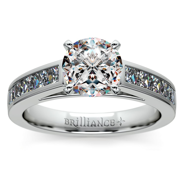 Princess Cut Channel Set Diamond Engagement Ring In Platinum | Thumbnail 01