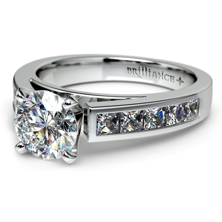 Princess Cut Channel Set Diamond Engagement Ring In Platinum | Thumbnail 04