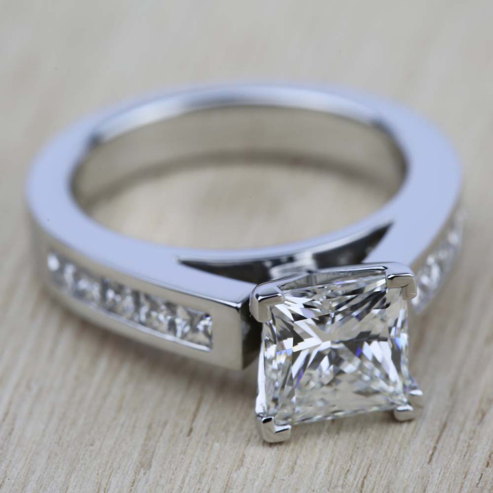 Princess Cut Channel Set Diamond Engagement Ring In Platinum | Thumbnail 05