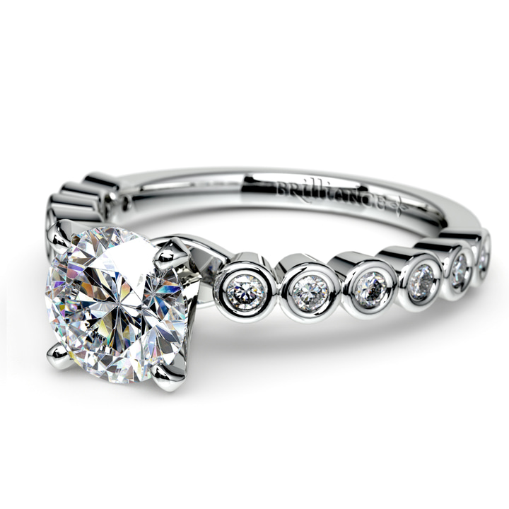 Modern Unique Bezel Set Engagement Ring In Platinum (1/4 Ctw) | Thumbnail 04