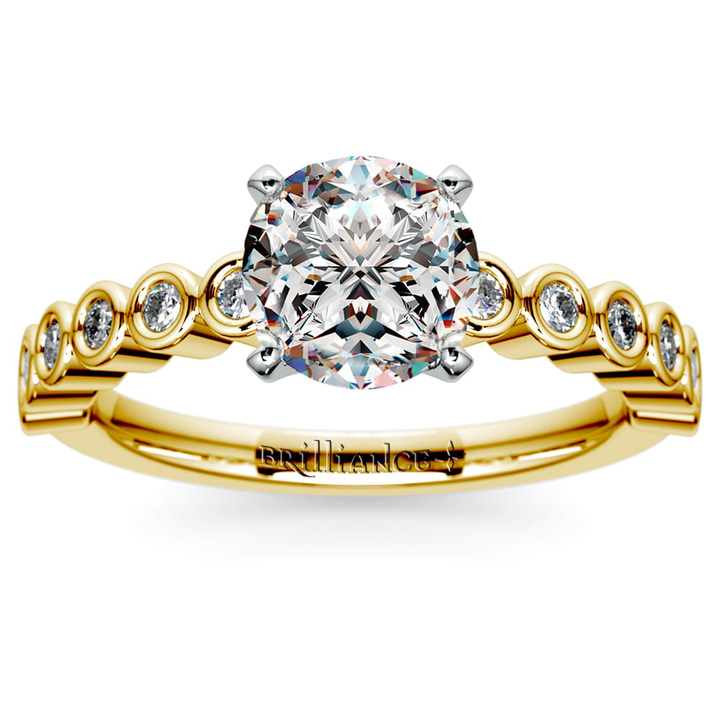 Modern Unique Bezel Set Engagement Ring In Gold (1/4 Ctw) | Thumbnail 01