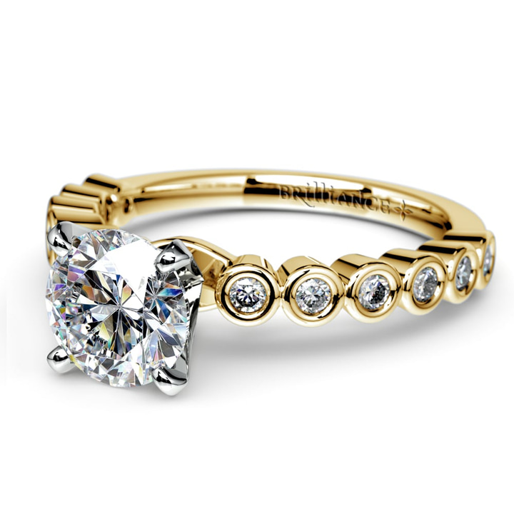 Modern Unique Bezel Set Engagement Ring In Gold (1/4 Ctw) | Thumbnail 04