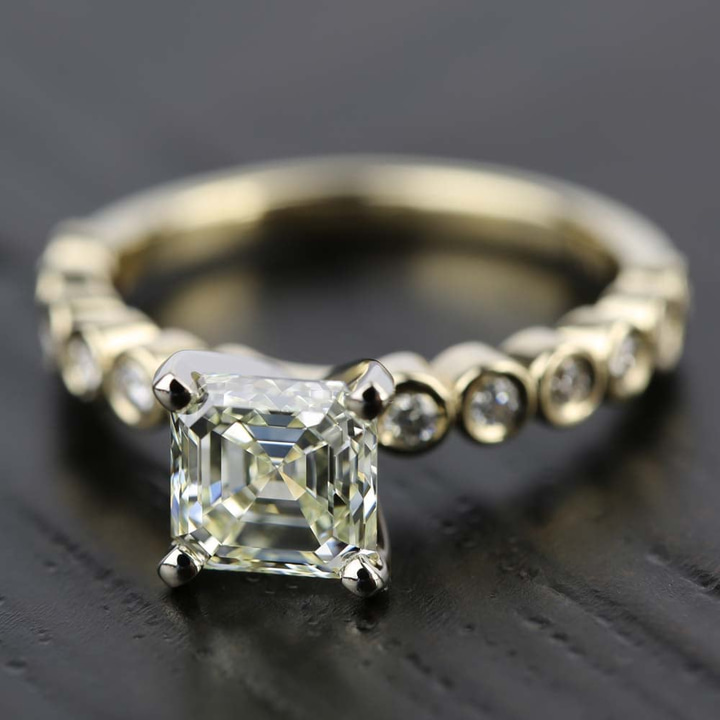 Modern Unique Bezel Set Engagement Ring In Gold (1/4 Ctw) | Thumbnail 05