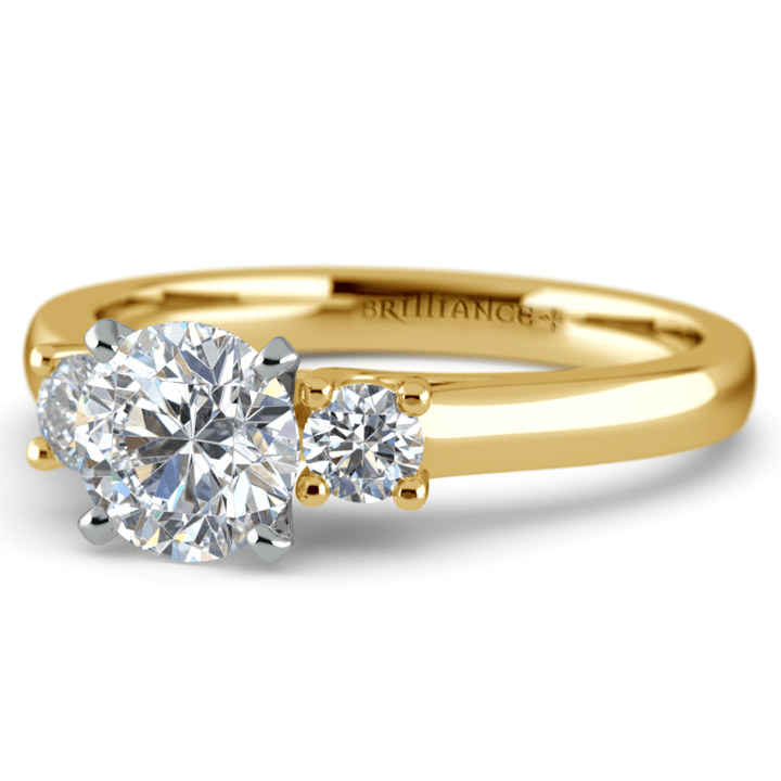 Yellow Gold 3 Stone Round Diamond Engagement Ring  | Thumbnail 04