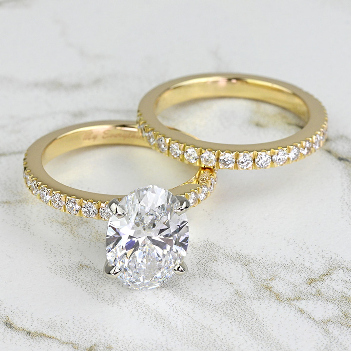 Petite Pave Engagement Ring Setting In Yellow Gold | Thumbnail 05