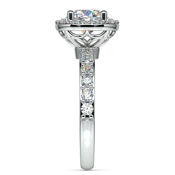 Platinum Antique Halo Engagement Ring Setting | Thumbnail 03