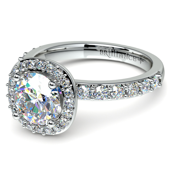 Platinum Antique Halo Engagement Ring Setting | Thumbnail 04