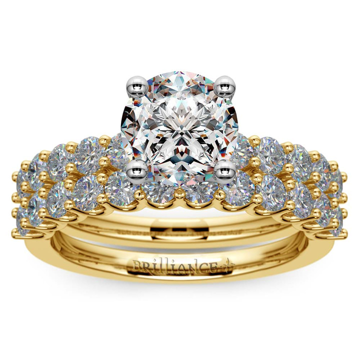 Beautiful U Prong Diamond Bridal Set in Yellow Gold | Thumbnail 01