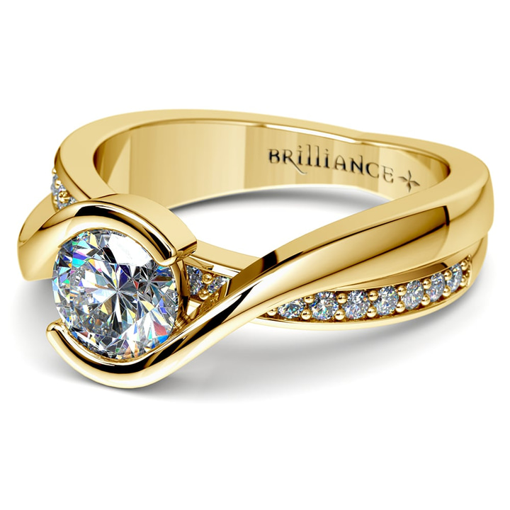 Diamond Bridge Engagement Ring Setting In Gold | Thumbnail 04