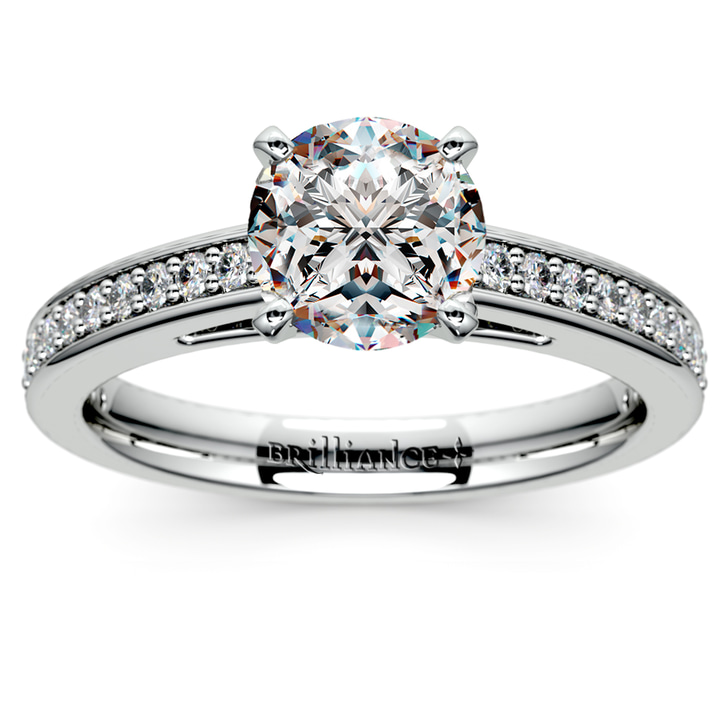 Pave Diamond Cathedral Setting Ring In Platinum (3/4 Ctw) | Thumbnail 02