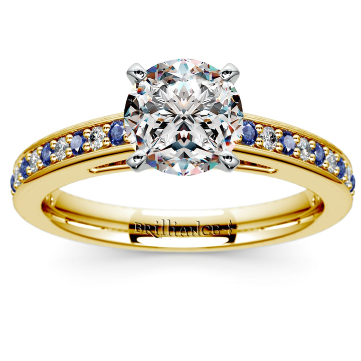 Sapphire Engagement Ring In Yellow Gold With Cathedral Setting | Thumbnail 01