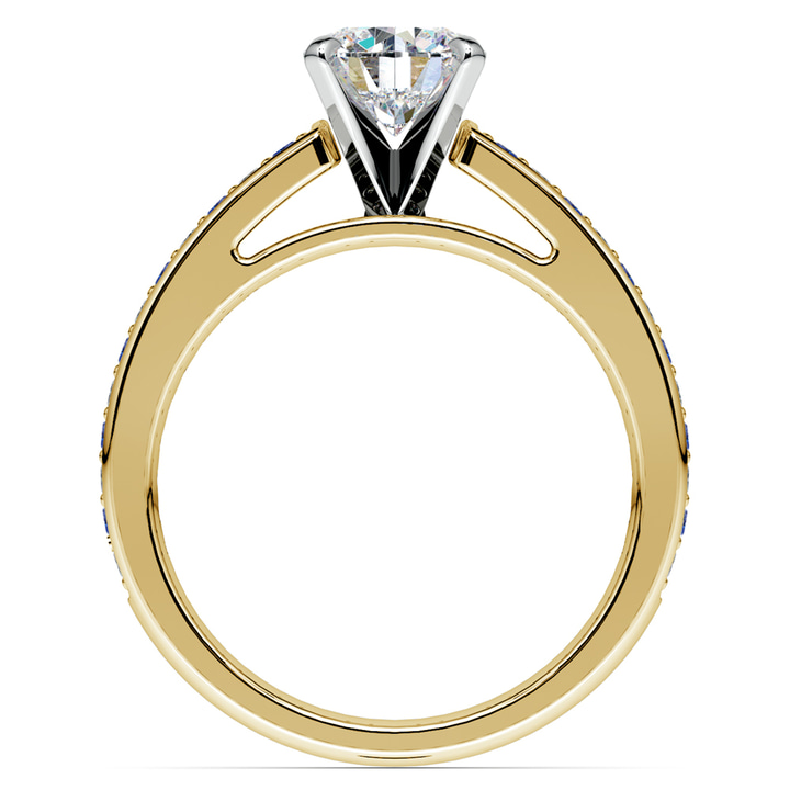 Sapphire Engagement Ring In Yellow Gold With Cathedral Setting | Thumbnail 02