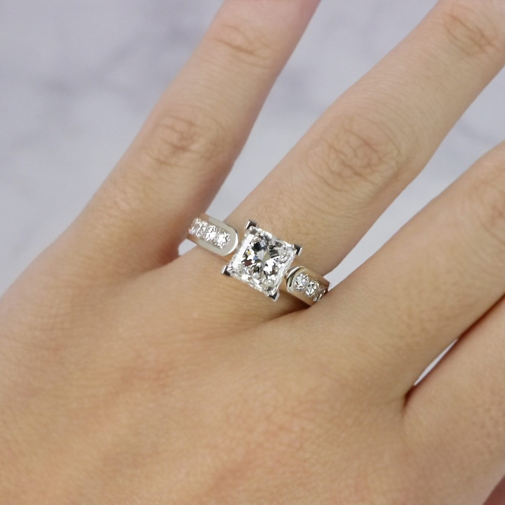 Channel Set Engagement Ring Setting In White Gold | Thumbnail 05