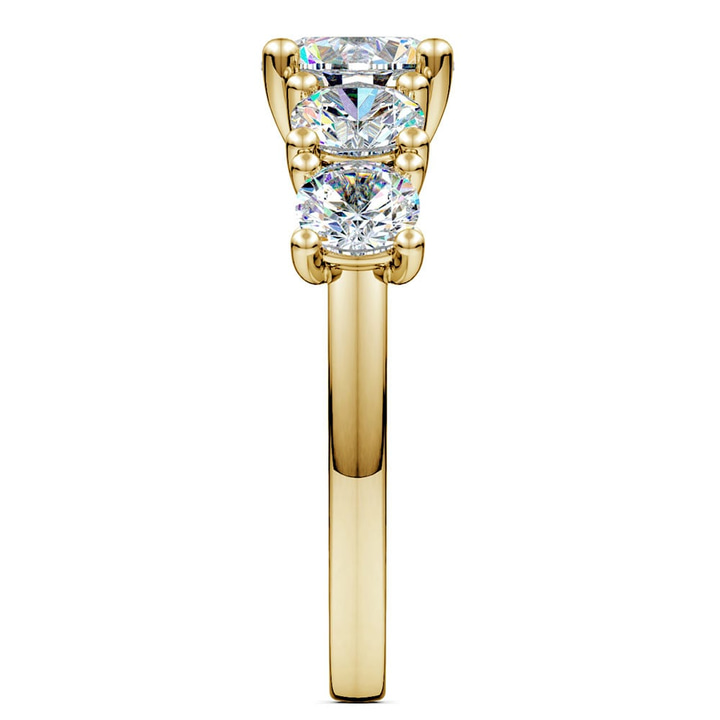 5 Stone Moissanite Engagement Ring In Yellow Gold (7.5 mm) | Thumbnail 03