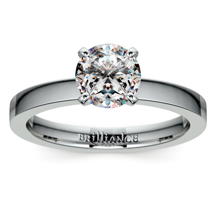 Platinum Flat Diamond Engagement Ring (2.5mm Wide) | Thumbnail 01