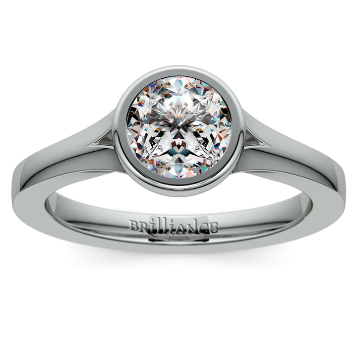 Floating Bezel Solitaire Engagement Ring in White Gold | Thumbnail 01