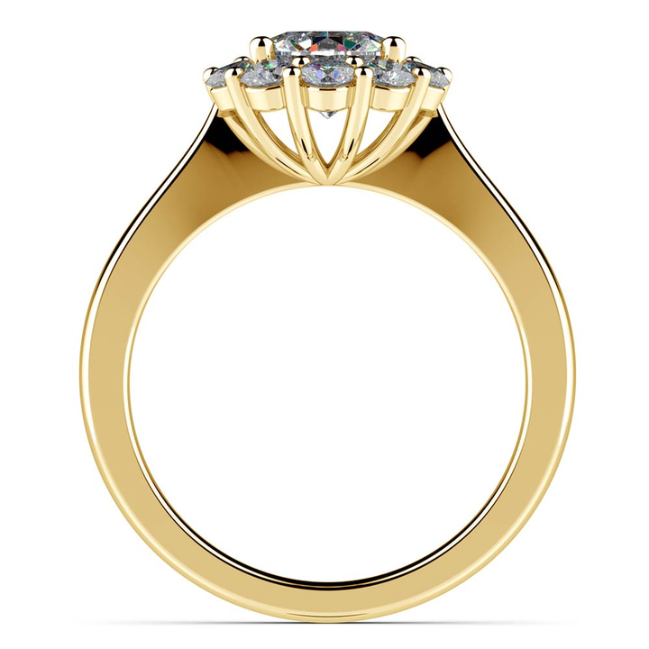 Yellow Gold Floral Engagement Ring With Halo | Thumbnail 02