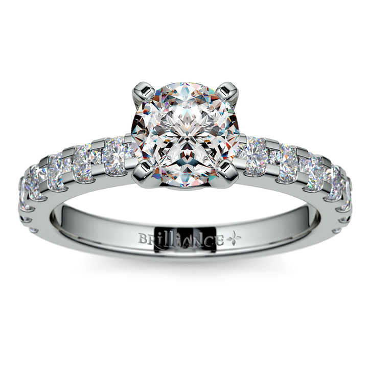 Four Prong Scallop Diamond Engagement Ring Setting In Platinum | Thumbnail 01
