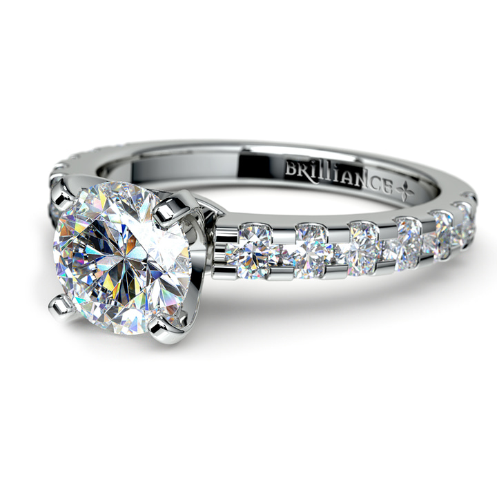 Four Prong Scallop Diamond Engagement Ring Setting In Platinum | Thumbnail 04