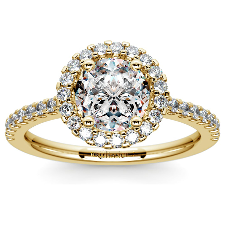 Halo Diamond Engagement Ring in Yellow Gold | Thumbnail 01