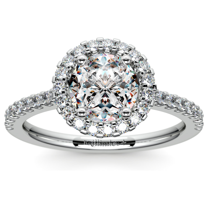 Platinum 3/4 Ctw Preset Halo Diamond Engagement Ring | Thumbnail 02