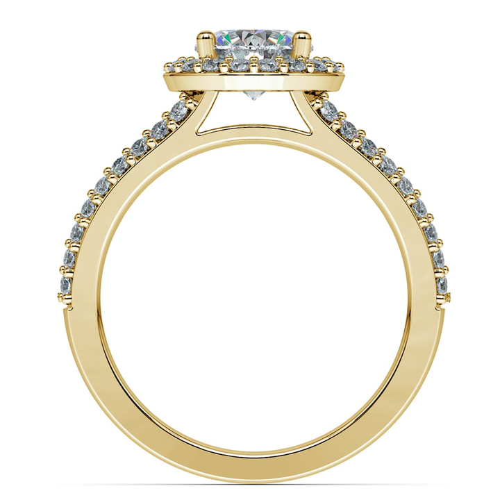 Classic Gold Split Shank Halo Diamond Engagement Ring Setting | Thumbnail 02