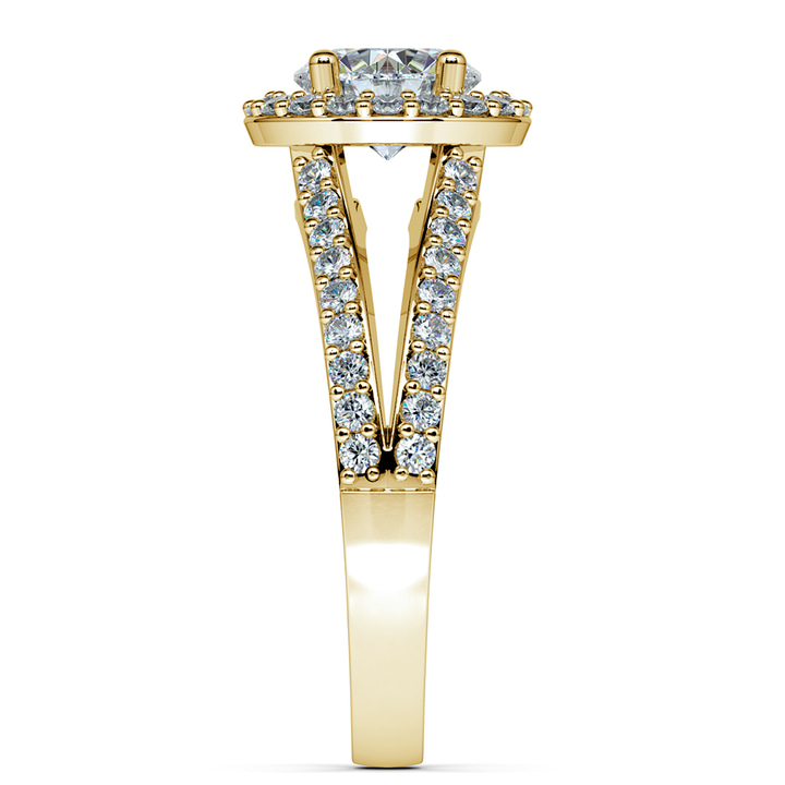 Classic Gold Split Shank Halo Diamond Engagement Ring Setting | Thumbnail 03