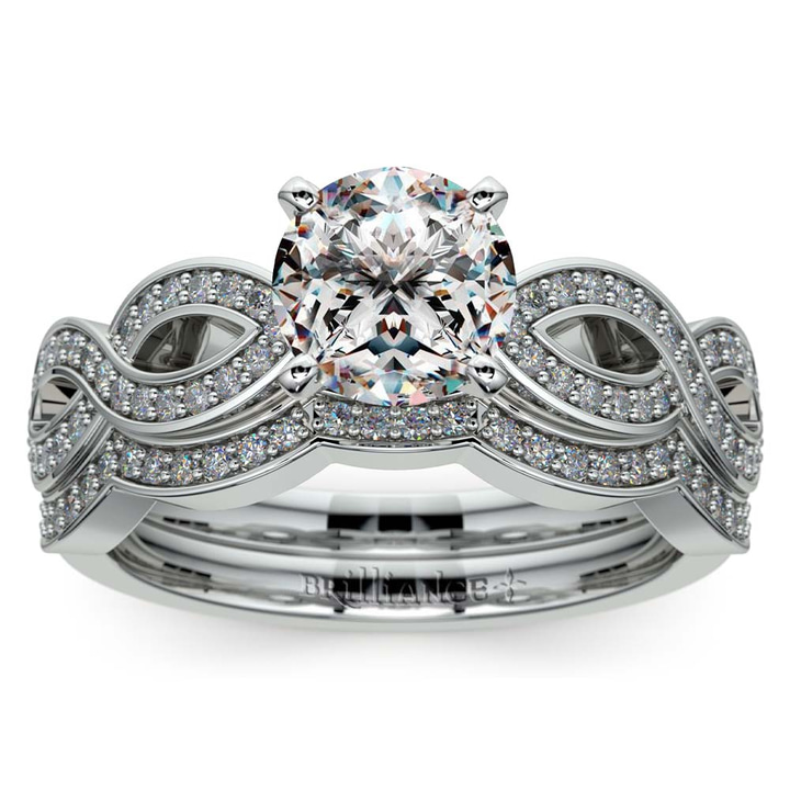 Infinity Engagement & Wedding Ring Bridal Set In Platinum | Thumbnail 01