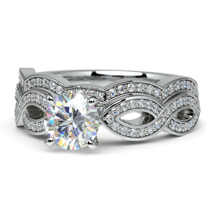 Infinity Engagement & Wedding Ring Bridal Set In Platinum | Thumbnail 04
