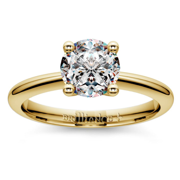 Knife Edge Solitaire Engagement Ring in Yellow Gold | Thumbnail 01