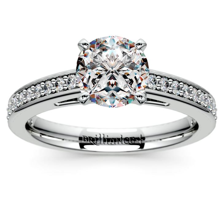 Pave Cathedral Setting Engagement Ring In Platinum (1/4 Ctw) | Thumbnail 01