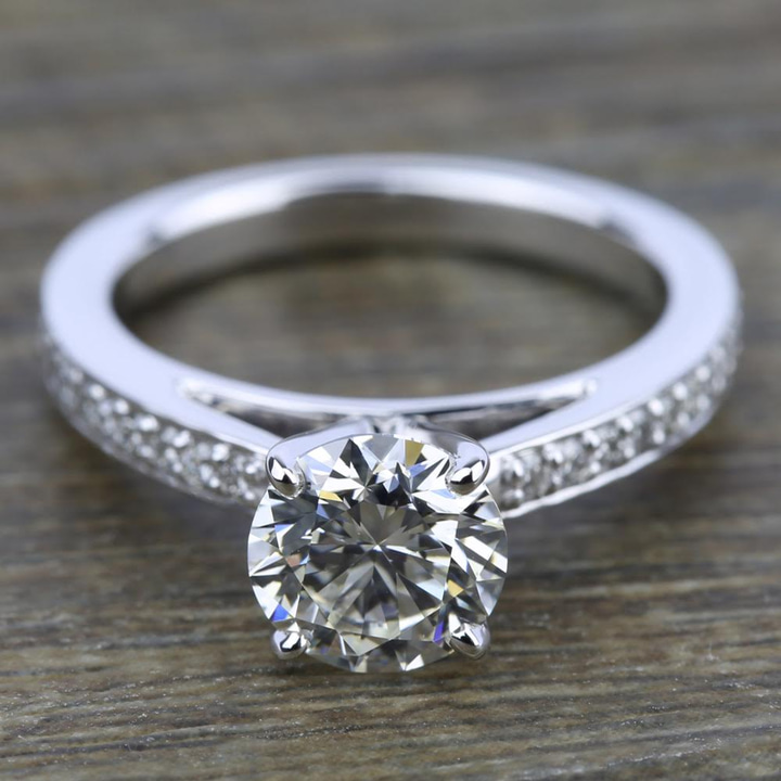 Pave Cathedral Setting Engagement Ring In Platinum (1/4 Ctw) | Thumbnail 05