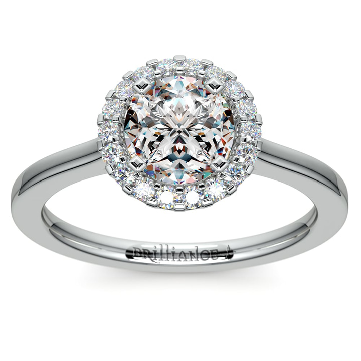 Pave Set Halo Diamond Engagement Ring In Platinum | Thumbnail 01