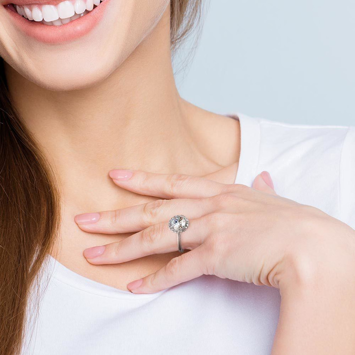 Pave Set Halo Diamond Engagement Ring In Platinum | Thumbnail 07