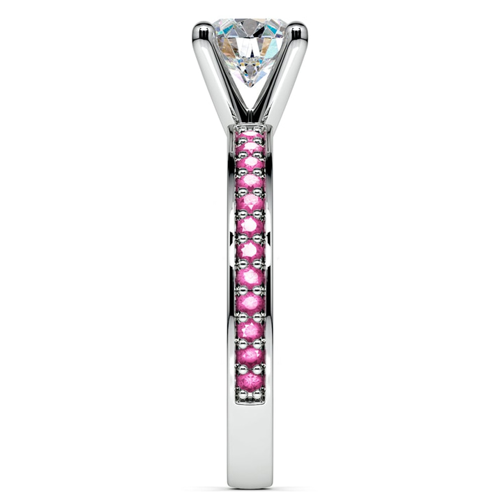 Pink Sapphire Pave Set Engagement Ring In Platinum | Thumbnail 03